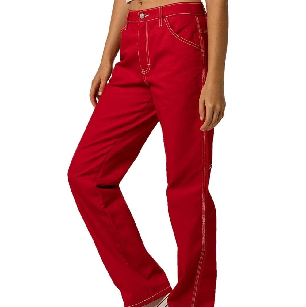 Dickies Women's Trendy Carpenter Pants NEW Red